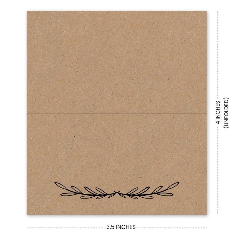 Hadley Designs 25 Rustic Kraft Tent Table Place Card For Wedding Thanksgiving Christmas Holiday Easter Catering Buffet Food Sign Paper Name Escort Card Folded Seat Assignment Setting Label Banquet Party Craft Event - Image 2